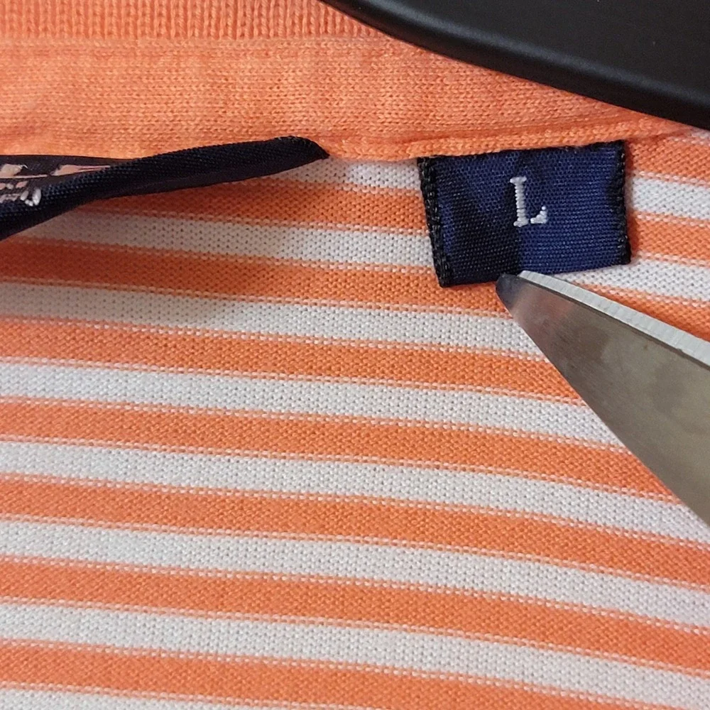 Polo Ralph Lauren Golf Polo Shirt Large Orange Striped Casual Collared Pima Soft